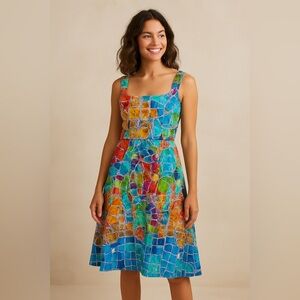 Dolcezza Art Simply Cotton Blend Stretch Midi Dress with Pockets – Size Small​